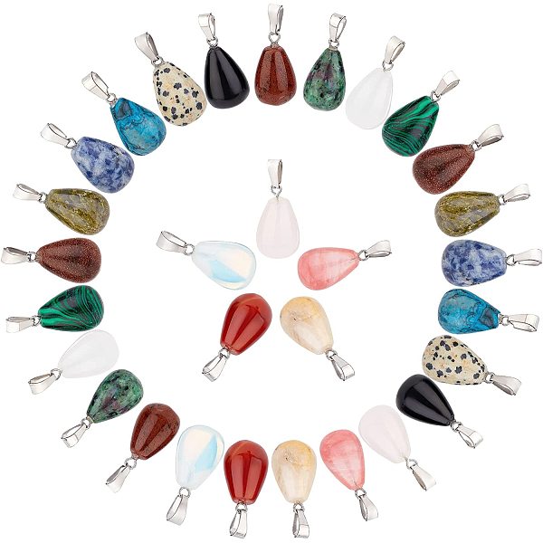 Sunnyclue Box Styles Pcs Water Drop Stone Pendants Chakra