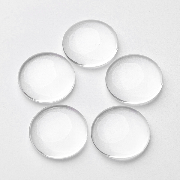 Honeyhandy Half Round Transparent Clear Glass Cabochons Dome Flat Back