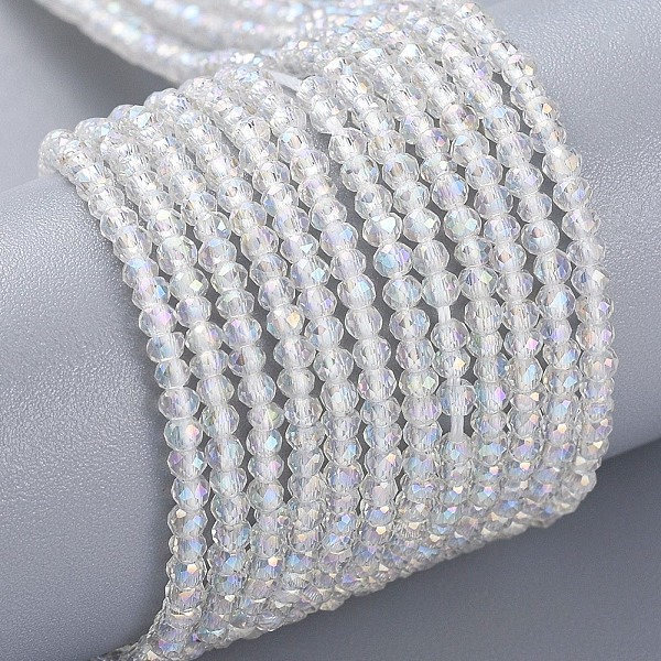 Honeyhandy Electroplate Glass Beads Strands AB Color Plated Faceted