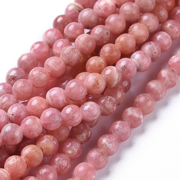 Honeyhandy Natural Argentina Rhodochrosite Beads Strands Round Mm