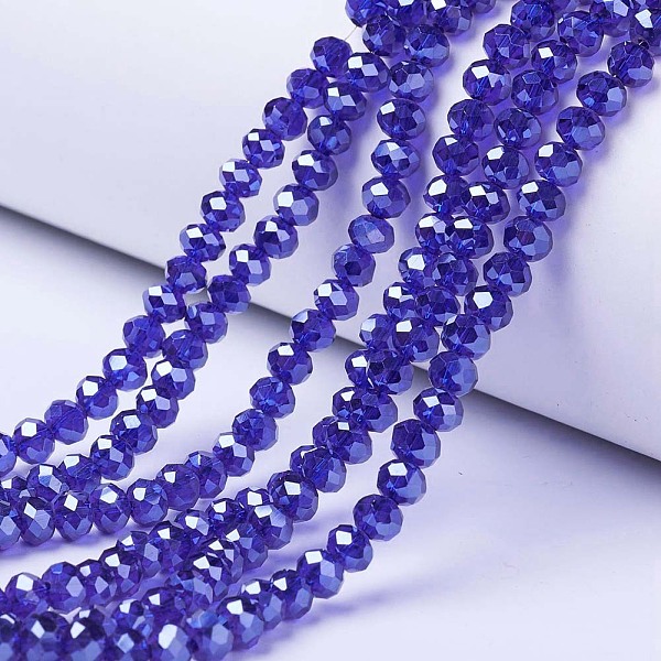 Honeyhandy Electroplate Glass Beads Strands Pearl Luster Plated