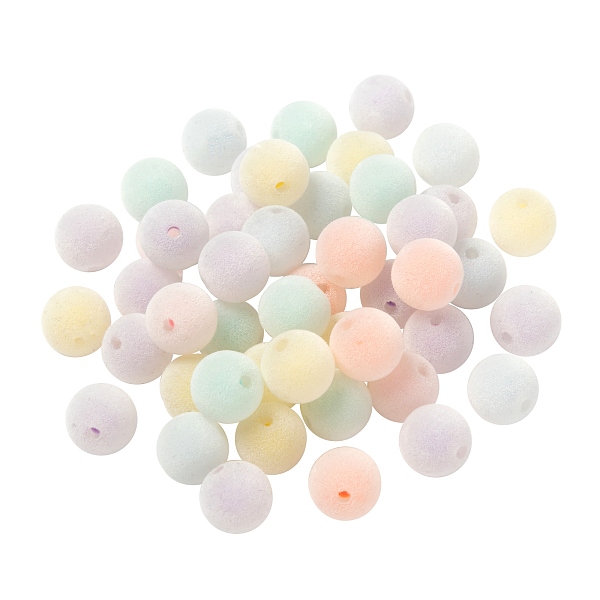 Honeyhandy Pcs Flocky Acrylic Beads Bead In Bead Round Mixed Color