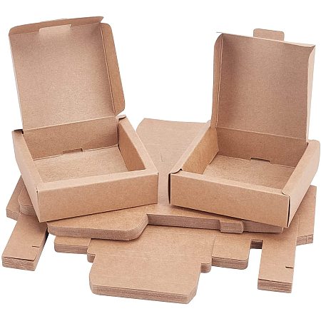 Benecreat Pack Burlywood Square Flip Kraft Paper Gift Box Folding