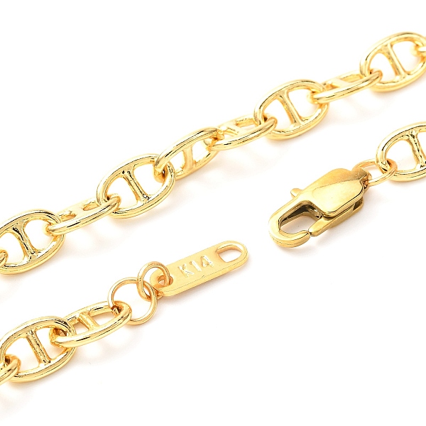 Honeyhandy Brass Mariner Link Chains Necklaces With 304 Stainless