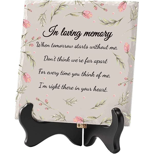 CREATCABIN In Loving Memory Memorial Gifts Flower Ceramic Tile Wooden