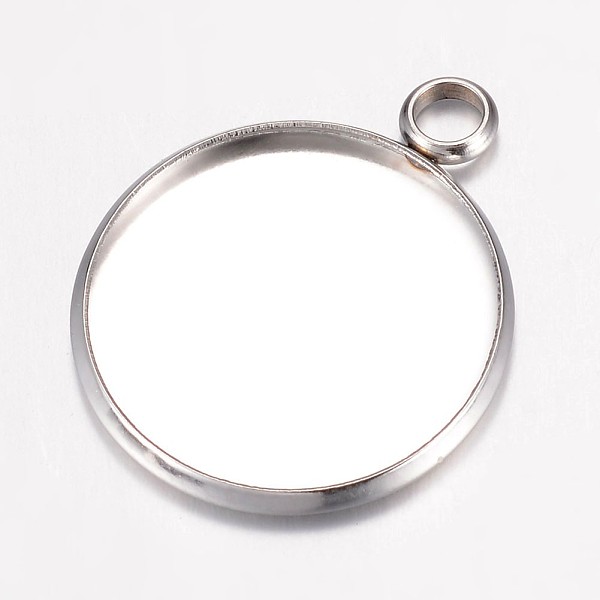 Honeyhandy 304 Stainless Steel Pendant Cabochon Settings Plain Edge