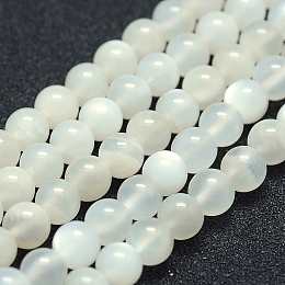 Honeyhandy Natural Moonstone Beads Strands, Grade A-, Round, 8mm, Hole: 1mm, about 49pcs/strand, 15.5 inch(39.5cm)