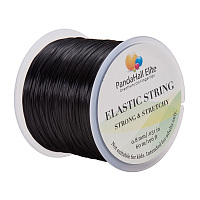 PandaHall Elite 0.8mm Black Elastic Stretch Polyester Threads Jewelry Bracelet Beading String Cords, about 60m/Roll