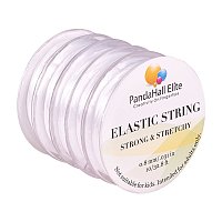 PandaHall Elite 5 Rolls 0.8mm Transparent Elastic Stretch Polyester Threads Jewelry Bracelet String Cords, about 10m/roll