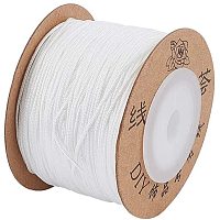 Pandahall Elite About 100m/roll 0.8mm Nylon Thread Cord Chinese Knotting Cord White Thread Beading Thread Bead Cord for DIY Jewelry Bracelets Craft Making