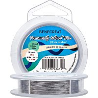 BENECREAT 19 Strands Bead String Wire (0.38MM, 49FT) Nylon Coated Stainless Steel Beading Wire for Necklace Bracelet Making, LightGray