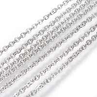 Honeyhandy 316 Surgical Stainless Steel Cable Chains, Soldered, Flat Oval, Stainless Steel Color, 2x1.5x0.4mm