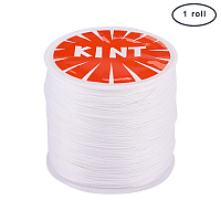PandaHall Elite 1 Roll 0.5mm Round Waxed Cotton Cord Thread Beading String 116 Yards per Roll Spool for Jewelry Making and Macrame Supplies White