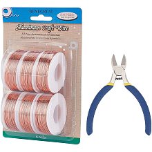 BENECREAT 6 Rolls 20 Gauge Aluminum Craft Wire 216m/708 Feet Copper Jewelry Beading Wire with 1PCS Side Cutting Plier for Jewelry Making Craft