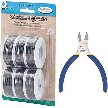 BENECREAT 6 Rolls 20 Gauge Black Aluminum Craft Wire 216m/708 Feet Jewelry Beading Wire with 1PCS Side Cutting Plier for Jewelry Making Craft