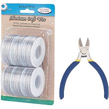 BENECREAT 6 Rolls 708 Feet Silver Matte Aluminum Wire 20 Gauge Jewelry Craft Wire with 1PC Side Cutting Pliers for Earring Necklace Beading Making