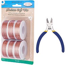 BENECREAT 6 Rolls 20 Gauge Aluminum Craft Wire with Side Cutting Plier, 708 Feet Jewelry Beading Wire Bendable Metal Wire for Jewelry Making Craft, Dark Salmon