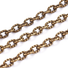 Honeyhandy Iron Textured Cable Chains, Unwelded, with Spool, Antique Bronze, 3x2x0.5mm, about 328.08 Feet(100m)/roll