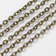 Honeyhandy Iron Cable Chains, Unwelded, with Spool, Flat Oval, Cadmium Free & Nickel Free & Lead Free, Antique Bronze, 4.1x3x0.5mm, about 328.08 Feet(100m)/roll