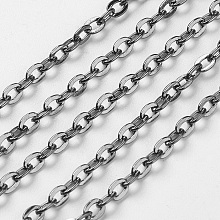 Honeyhandy Iron Cable Chains, Unwelded, with Spool, Flat Oval, Cadmium Free & Lead Free, Gunmetal, 4.1x3x0.5mm, about 328.08 Feet(100m)/roll