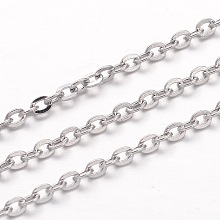 Honeyhandy 304 Stainless Steel Cable Chains, Soldered, with Spool, Flat Oval, for Jewelry Making, Stainless Steel Color, 3x2.5x0.4mm, about 65.61 Feet(20m)/roll