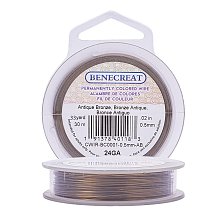 BENECREAT 24-Gauge Tarnish Resistant Antique Bronze Wire, 98-Feet/33-Yard