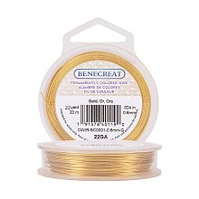 BENECREAT 22-Gauge Tarnish Resistant Gold Wire, 66-Feet/22-Yard