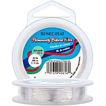 BENECREAT 34-Gauge 218 Yards Tarnish Resistant Silver Wire Thin Jewelry Copper Wire for Beading Craft