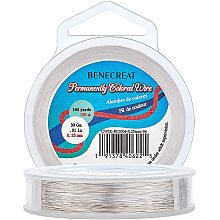 BENECREAT 30-Gauge 164 Yards Tarnish Resistant Silver Wire Thin Copper Jewelry Wire for Beading Craft