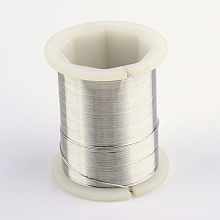 Honeyhandy Round Copper Jewelry Wire, Silver, 0.3mm, about 164.04 Feet(50m)/roll