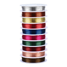 Honeyhandy Copper Jewelry Wire, Mixed Color, 0.3mm, about 65.61 Feet(20m)/roll, 10 rolls/group