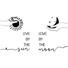 ARRICRAFT Wall Sticker Moon and Sun Patterns Wall Decal Live by The Sun Love by The Moon Quotes Wall Art Romantic Quotes Vinyl Lettering Stickers for Living Room Bedroom Decor 19"x10.6"