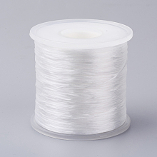 Honeyhandy Japanese Flat Elastic Crystal String, Elastic Beading Thread, for Stretch Bracelet Making, White, 0.5mm, about 328.08 yards(300m)/roll