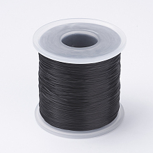 Honeyhandy Japanese Flat Elastic Crystal String, Elastic Beading Thread, for Stretch Bracelet Making, Black, 0.5mm, about 328.08 yards(300m)/roll