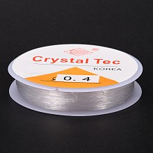 Honeyhandy Round Crystal Elastic Stretch Thread, for Bracelets Gemstone Jewelry Making Beading Craft, White, 0.4mm, about 19.6 yards(18m)/roll