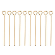 BENECREAT 100PCS  Real Gold Plated Eye Pins 21 Gauge Eye pins for DIY Jewelry Making Findings - 30mm (1.2") Long