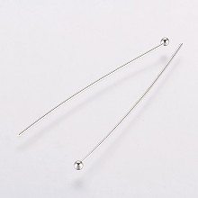 Honeyhandy Rack Plating Brass Ball Head pins, Long-Lasting Plated, Electroplated, Platinum, 40.5x0.5mm, 24 Gauge, Head: 2mm