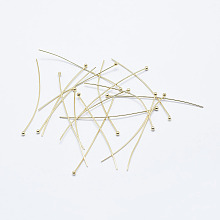 Honeyhandy Brass Ball Head Pins, Long-Lasting Plated, Nickel Free, Real 18K Gold Plated, 35x0.6mm, 23 Gauge, Head: 1.8mm, 180pcs/bag