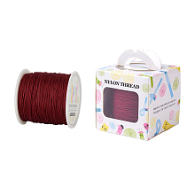 Honeyhandy Nylon Thread, Dark Red, 0.8mm, about 98.43yards/roll(90m/roll)