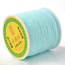 Honeyhandy Braided Nylon Thread, Chinese Knotting Cord Beading Cord for Beading Jewelry Making, Pale Turquoise, 0.8mm, about 100yards/roll