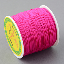 Honeyhandy Braided Nylon Thread, Chinese Knotting Cord Beading Cord for Beading Jewelry Making, Deep Pink, 0.8mm, about 100yards/roll