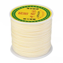 Honeyhandy Braided Nylon Thread, Chinese Knotting Cord Beading Cord for Beading Jewelry Making, Lemon Chiffon, 0.8mm, about 100yards/roll