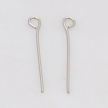 Honeyhandy 201 Stainless Steel Eye Pin, Stainless Steel Color, 40mm, Hole: 2mm, Pin: 0.6mm