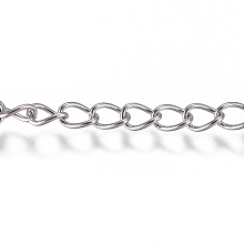 Honeyhandy 304 Stainless Steel Chain, Curb Chain, Twisted Chain, Soldered, Stainless Steel Color, 3.5x2.5x1mm