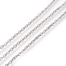 Honeyhandy 304 Stainless Steel Cable Chains, Soldered, Flat Oval, Stainless Steel Color, 3x2x0.5mm