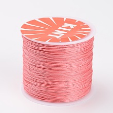 Honeyhandy Round Waxed Polyester Cords, Twisted Cord, Pink, 0.5mm, about 115.92 yards(106m)/roll