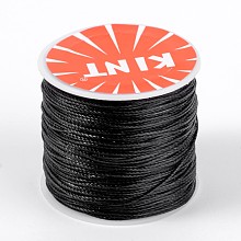 Honeyhandy Round Waxed Polyester Cords, Black, 0.6mm, about 76.55 yards(70m)/roll