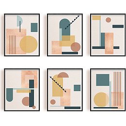 ARRICRAFT 6 Pcs/Set Canvas Prints Modern Abstract Geometry Patterns Canvas Art Home Artwork Decoration for Living Room Bedroom Unframed 10"x8"