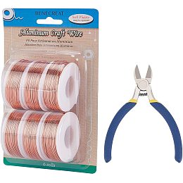 BENECREAT 6 Rolls 20 Gauge Aluminum Craft Wire 216m/708 Feet Copper Jewelry Beading Wire with 1PCS Side Cutting Plier for Jewelry Making Craft