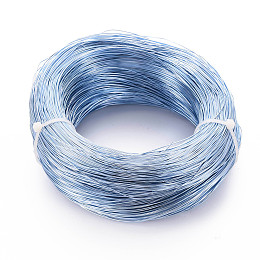 Honeyhandy Round Aluminum Wire, Bendable Metal Craft Wire, Flexible Craft Wire, for Beading Jewelry Doll Craft Making, Light Sky Blue, 0.6mm